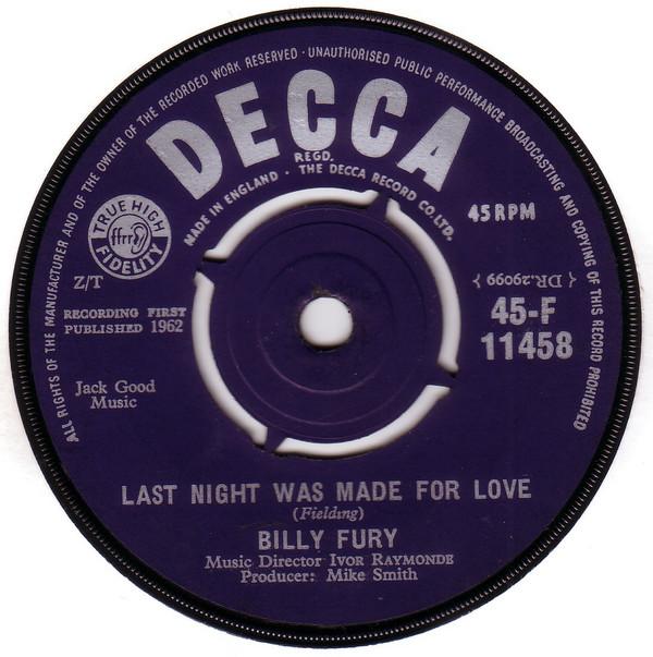 Billy Fury - Last Night Was Made For Love