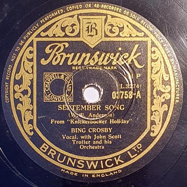 Bing Crosby - September Song / I Can't Believe That You're In Love With Me