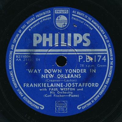 Frankie Laine, Jo Stafford, Paul Weston And His Orchestra - 'Way Down Yonder In New Orleans / Basin Street Blues
