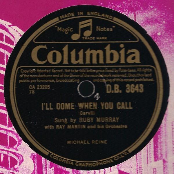 Ruby Murray, Ray Martin And His Orchestra - I'll Come When You Call / It's The Irish In Me